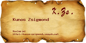 Kunos Zsigmond névjegykártya